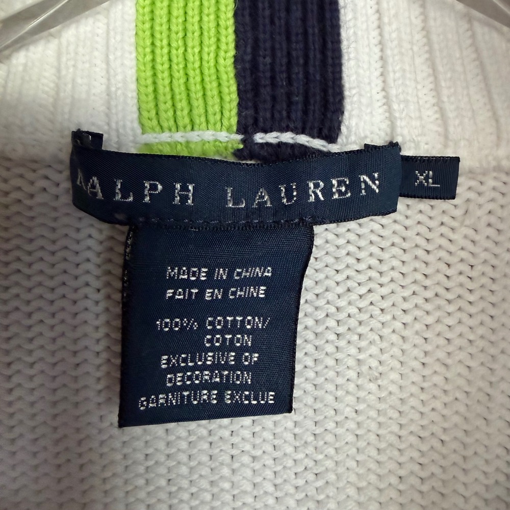 Ralph Lauren US Open Zip Knit Cardigan Sweater Preppy Tennis Tenniscore Size XL - Picture 9 of 10